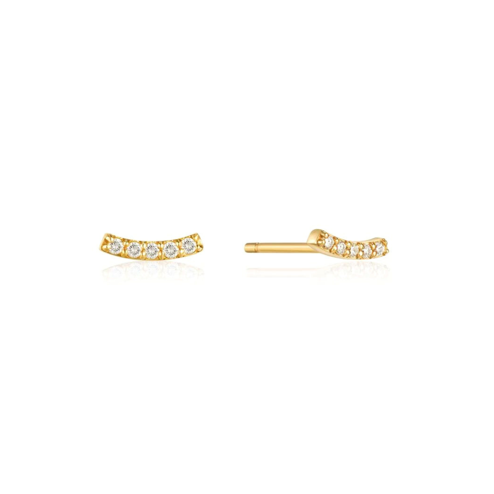 14K Curved Diamond Stud