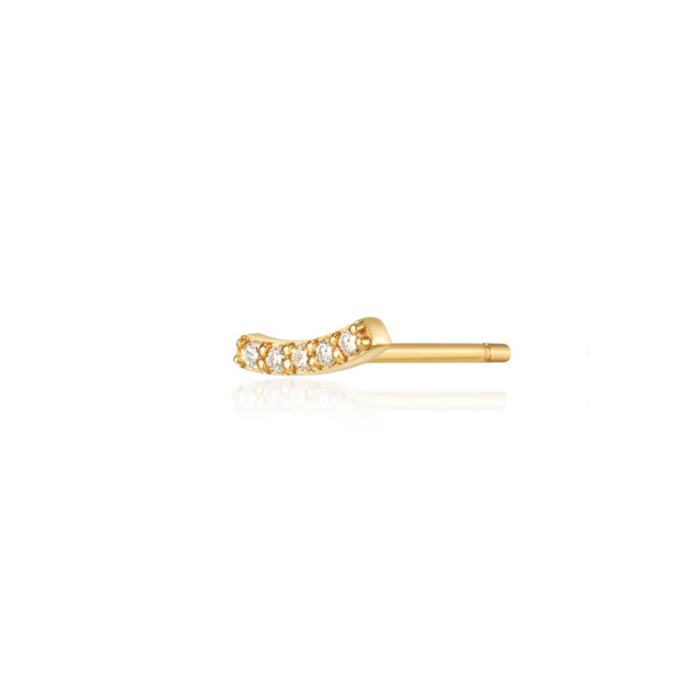 14K Curved Diamond Stud