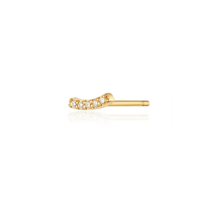 14K Curved Diamond Stud