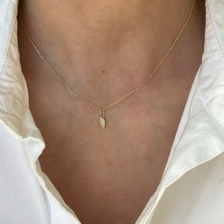 14K Diamond Angel Wing Pendant