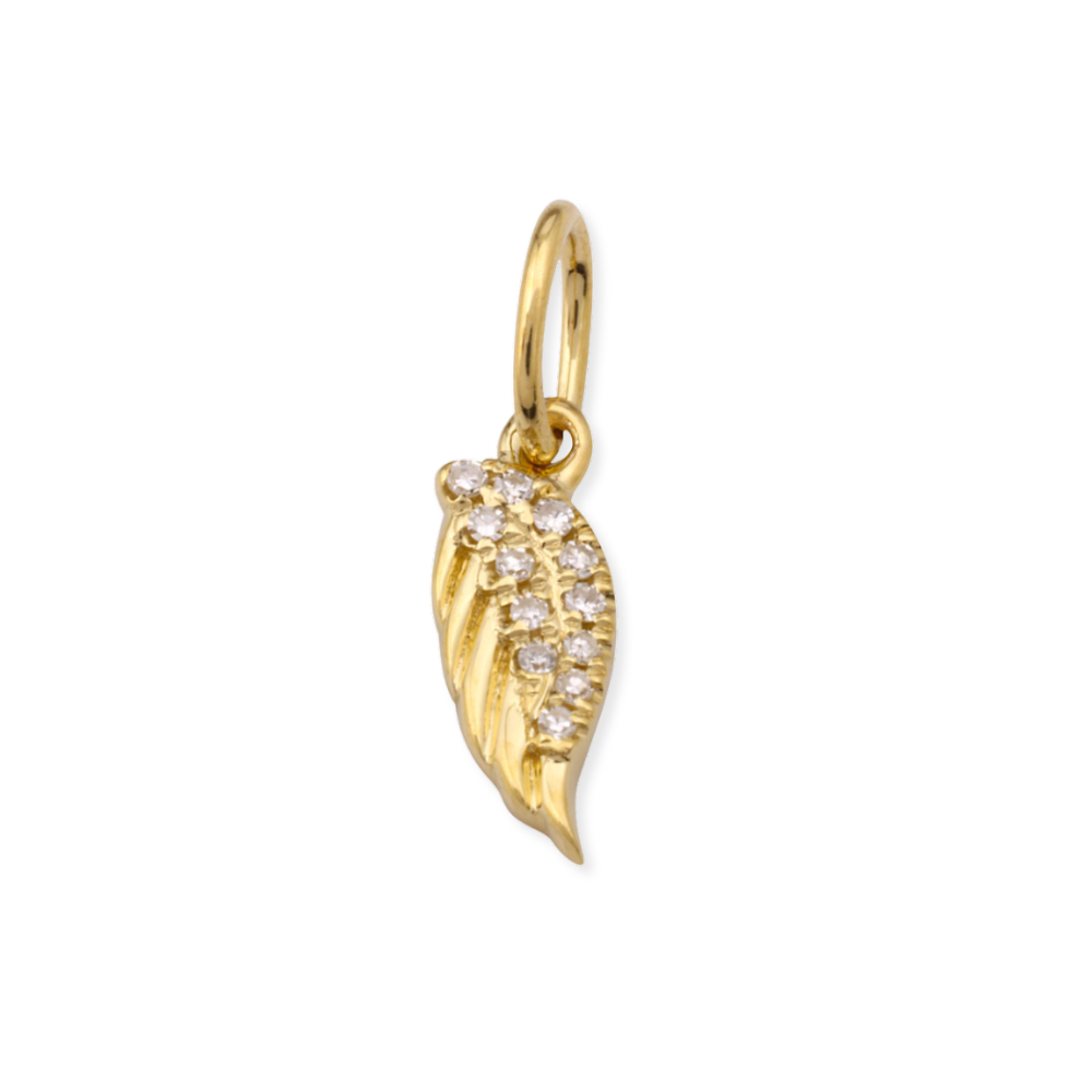 14K Diamond Angel Wing Pendant