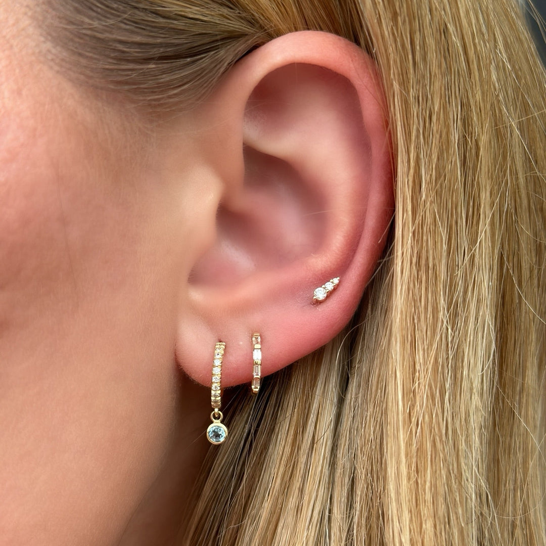 14K Diamond Baguette Huggies