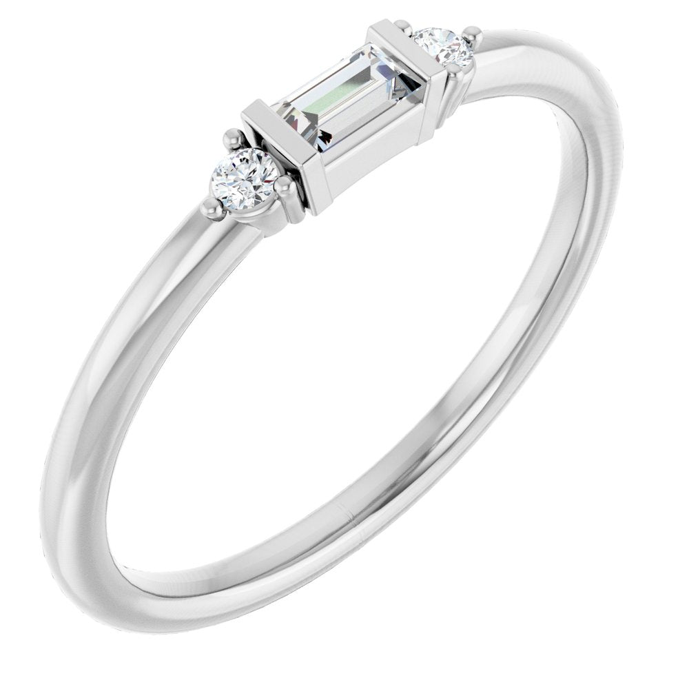 14K Diamond Baguette Stackable Ring