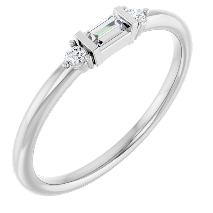 14K Diamond Baguette Stackable Ring