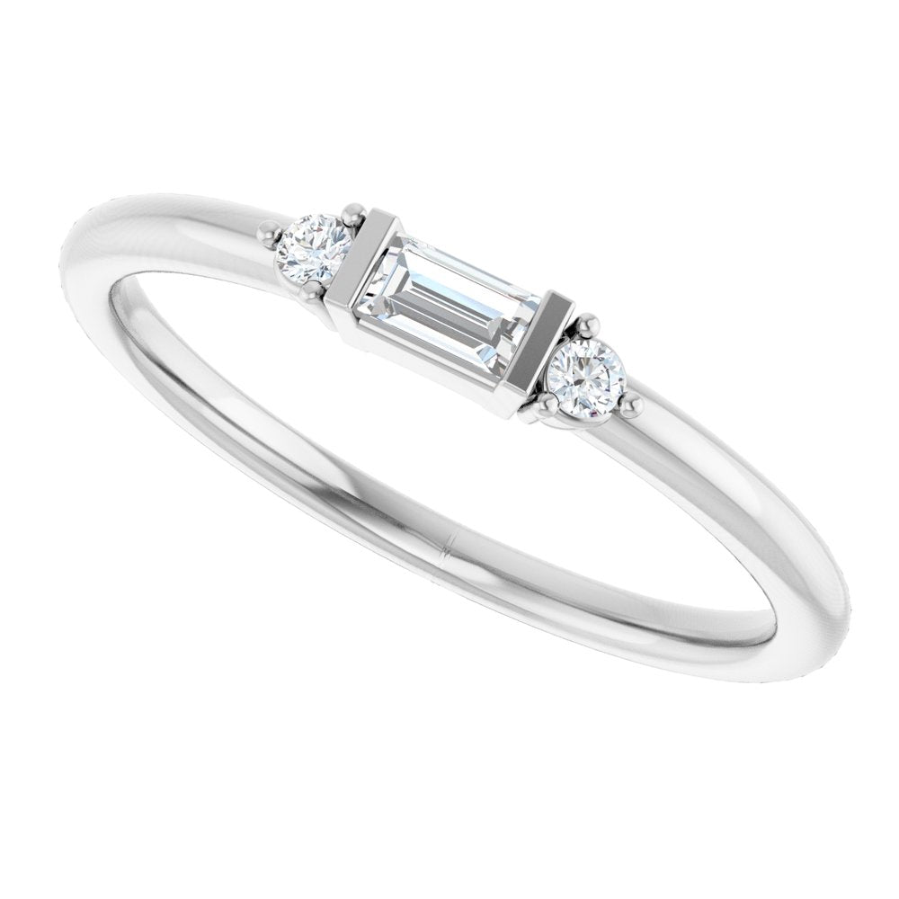 14K Diamond Baguette Stackable Ring