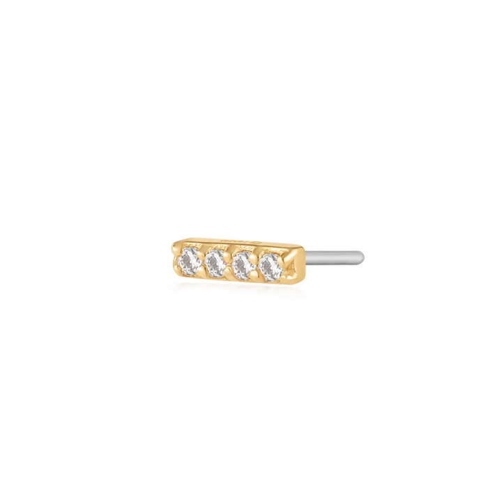 14K Diamond Bar Flat Back Stud