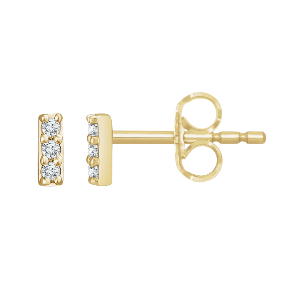 14K Diamond Bar Stud-Embark Fine Jewelry
