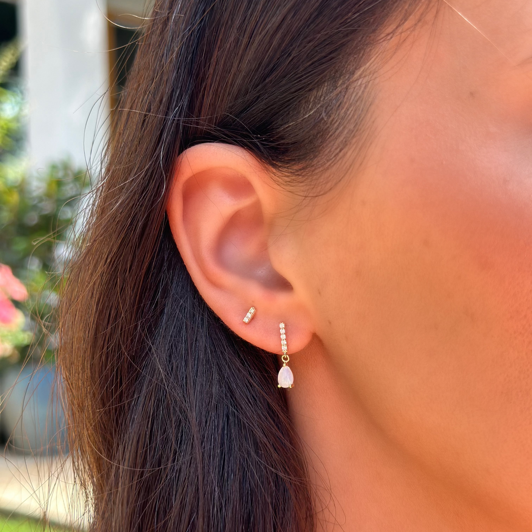 14K Diamond Bar Stud-Embark Fine Jewelry