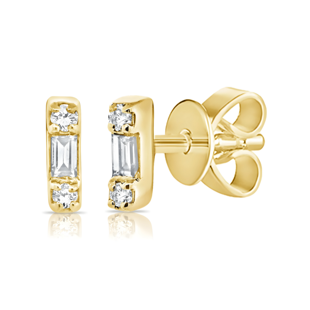 14K Diamond Bar Stud