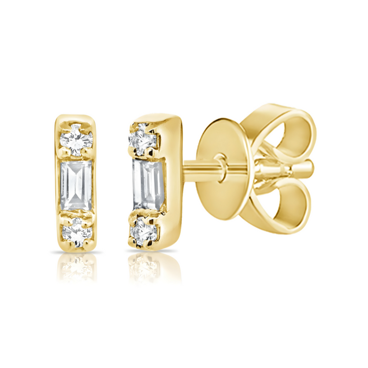 14K Diamond Bar Stud