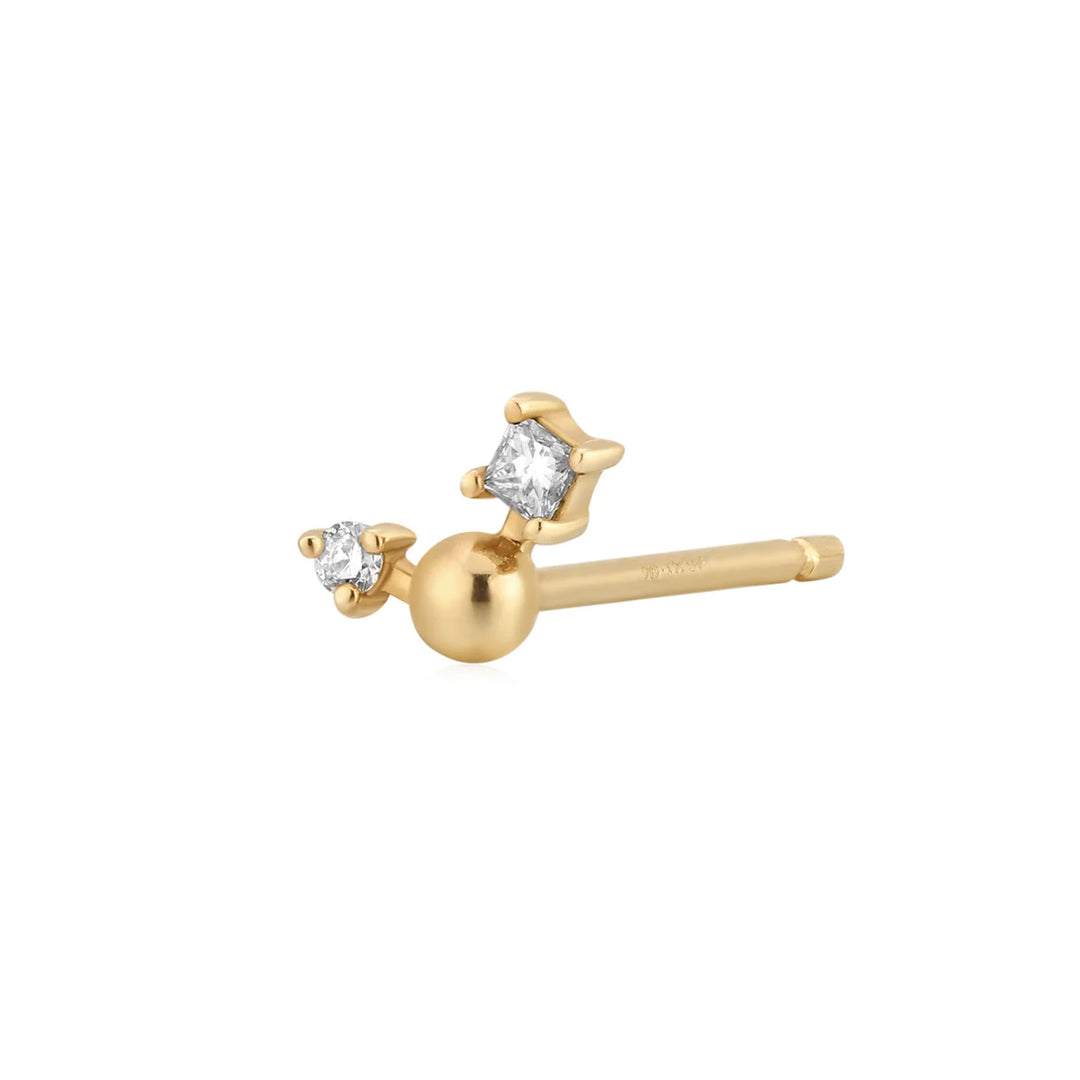 14K Diamond Bead Stud