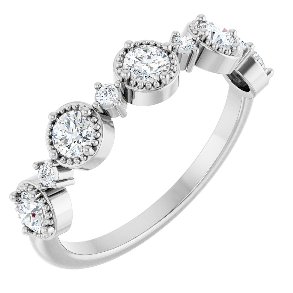 14K Diamond Beaded Halo Anniversary Band