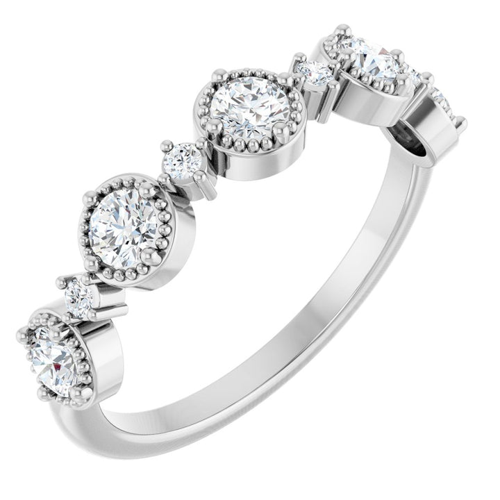 14K Diamond Beaded Halo Anniversary Band