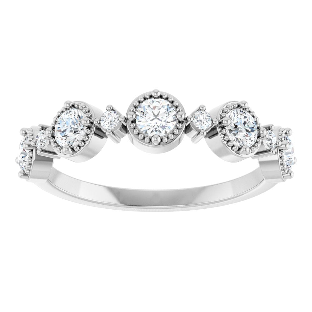 14K Diamond Beaded Halo Anniversary Band