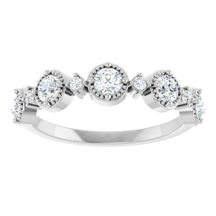 14K Diamond Beaded Halo Anniversary Band