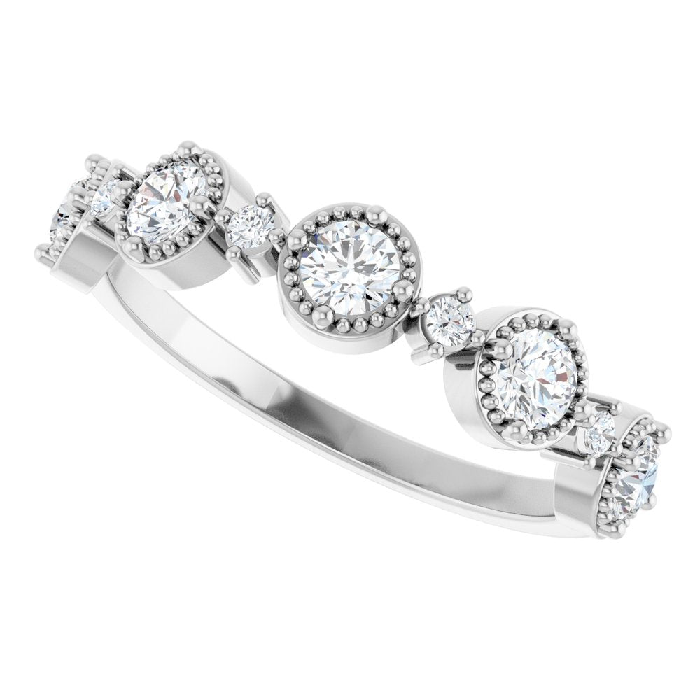 14K Diamond Beaded Halo Anniversary Band