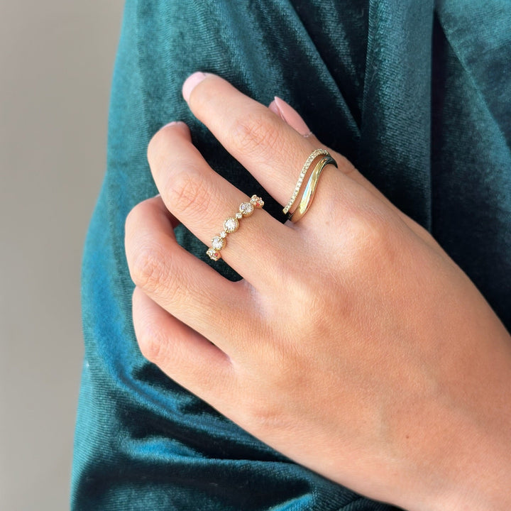14K Diamond Beaded Halo Anniversary Band