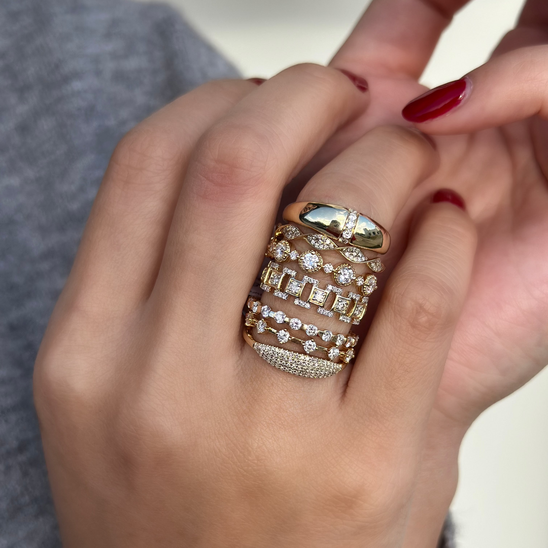 14K Diamond Beaded Halo Anniversary Band