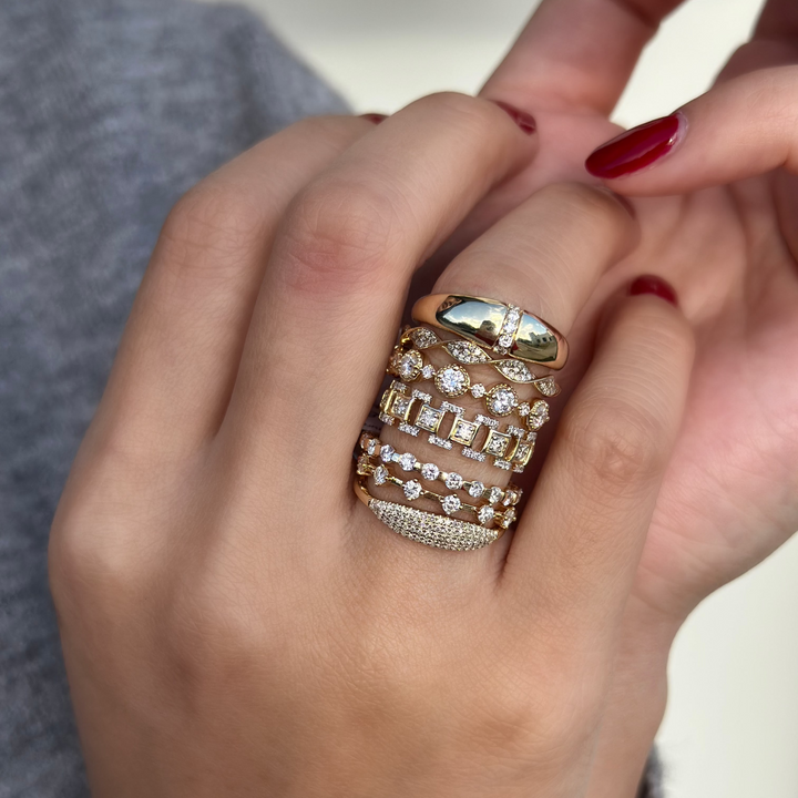 14K Diamond Beaded Halo Anniversary Band