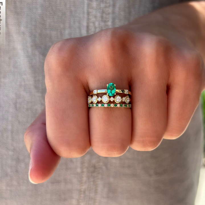 14K Diamond Beaded Halo Anniversary Band