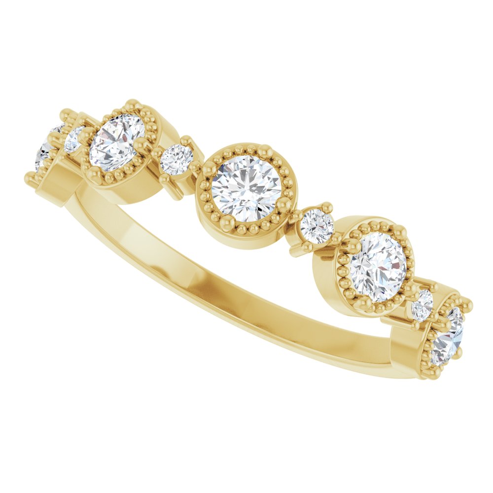14K Diamond Beaded Halo Anniversary Band
