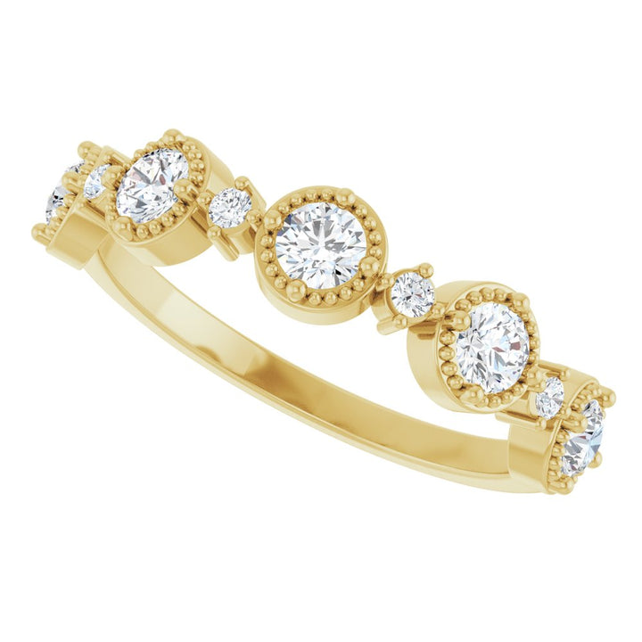 14K Diamond Beaded Halo Anniversary Band