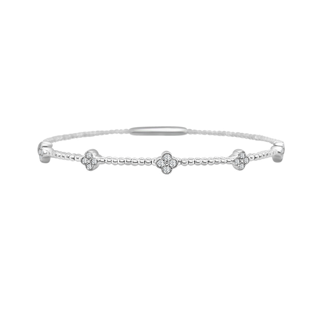 14K Diamond Clover Flex Bangle