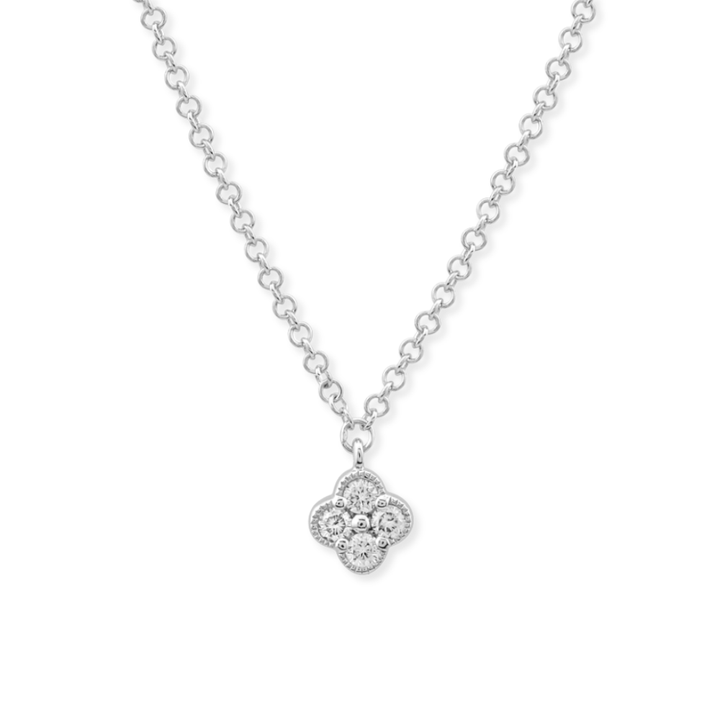 14K Diamond Clover Pendant Necklace