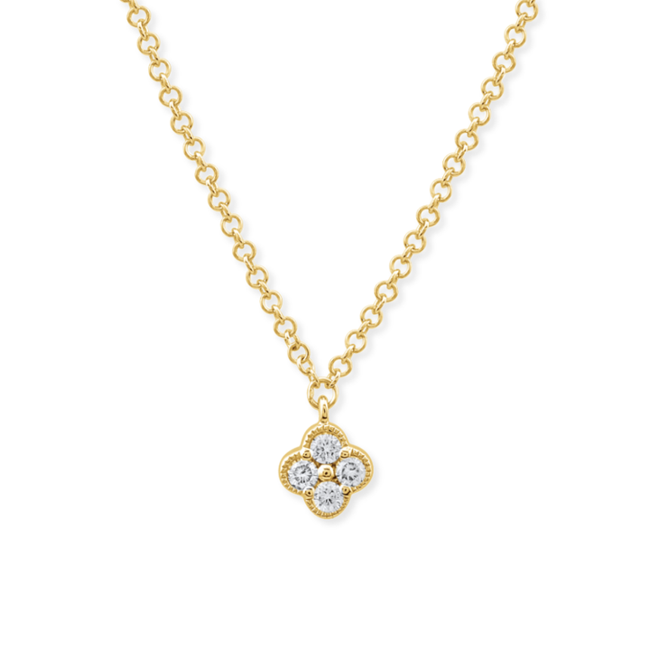 14K Diamond Clover Pendant Necklace