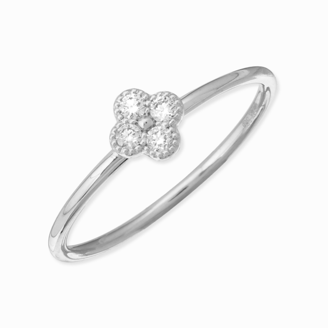14K Diamond Clover Ring