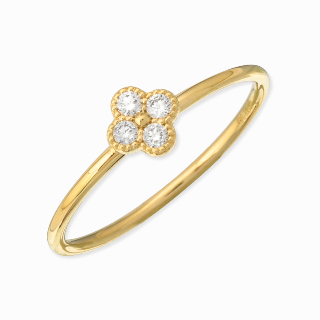 14K Diamond Clover Ring