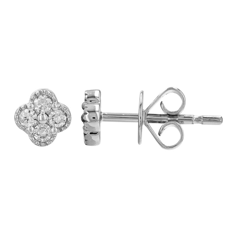 14K Diamond Clover Studs