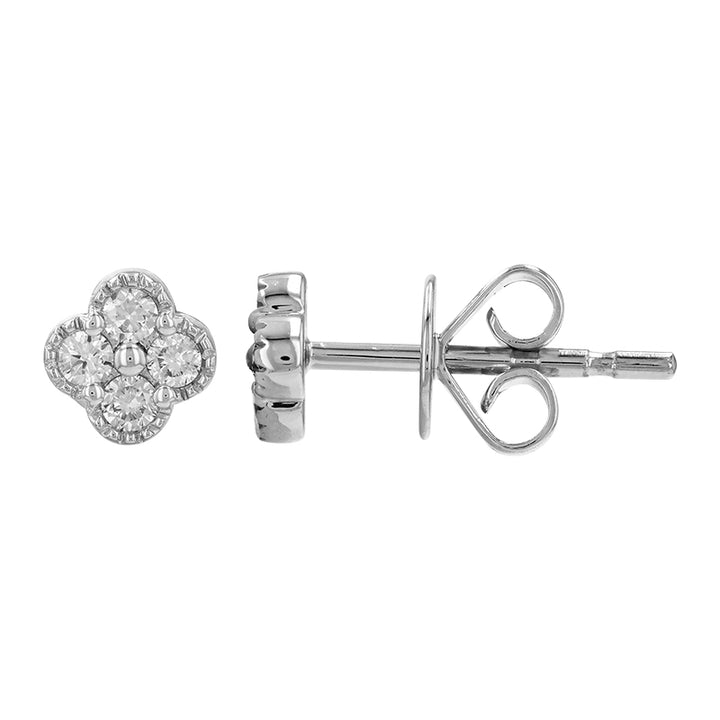 14K Diamond Clover Studs