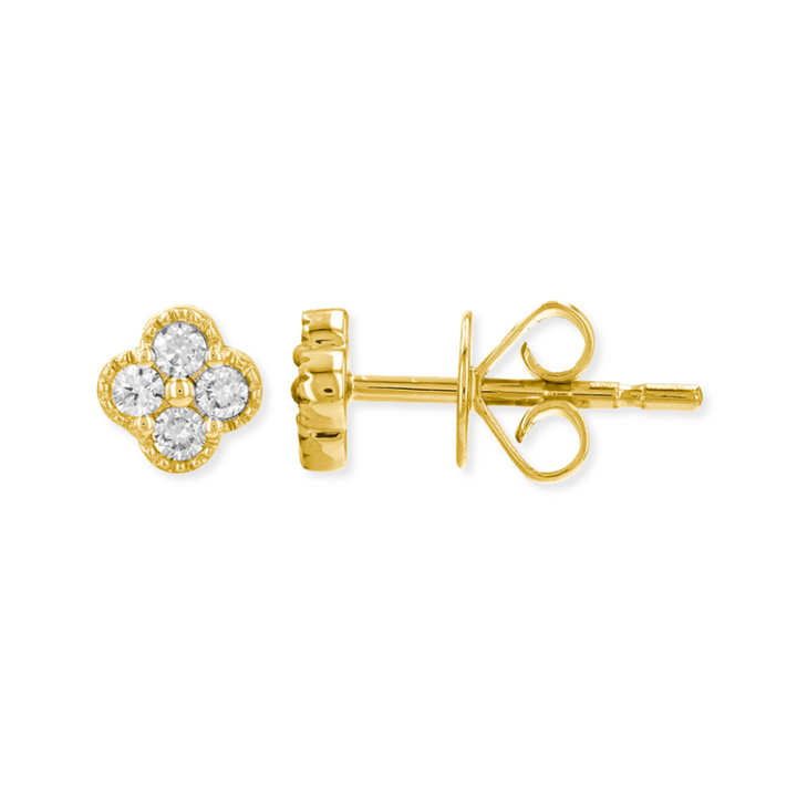 14K Diamond Clover Studs