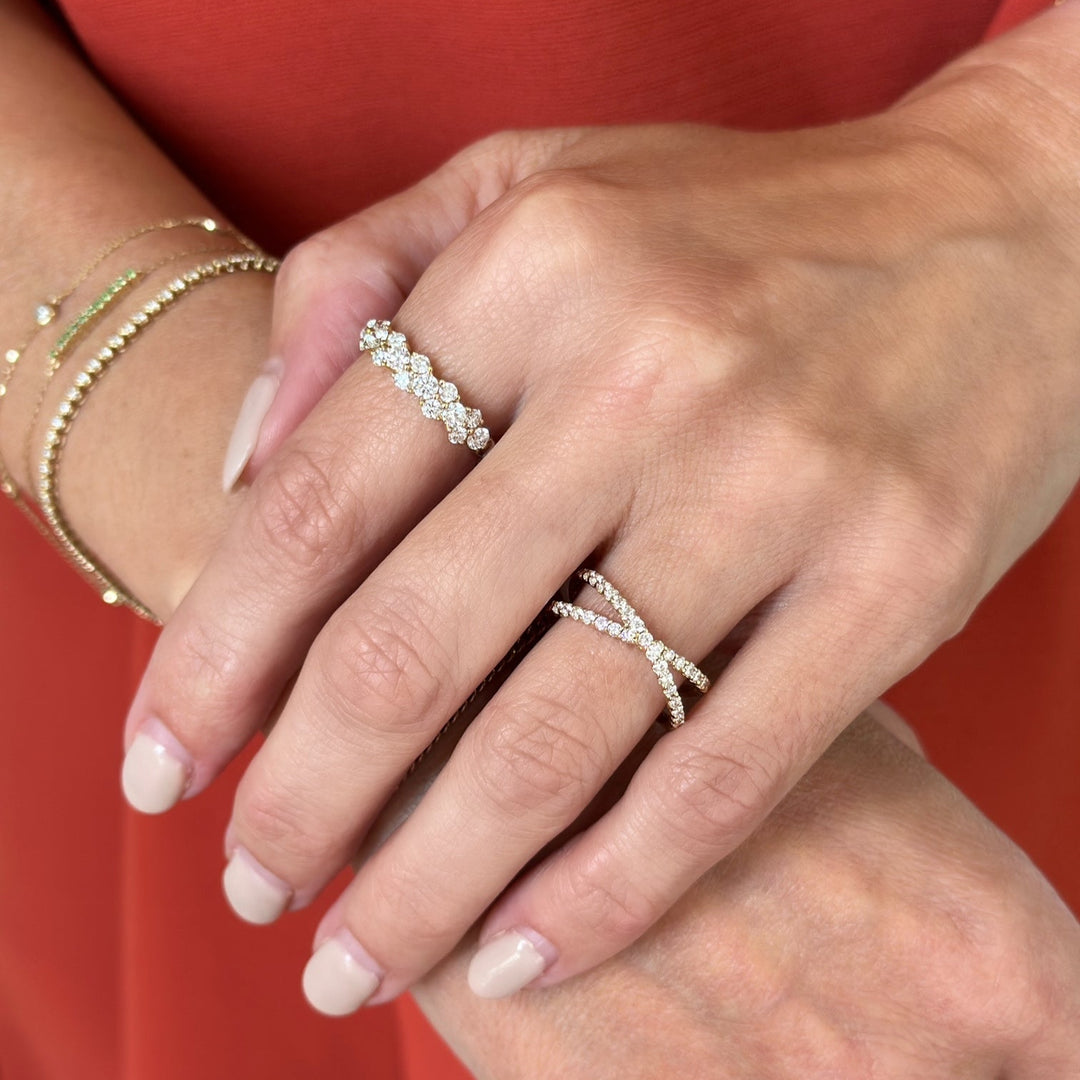14K Diamond Cluster Anniversary Band