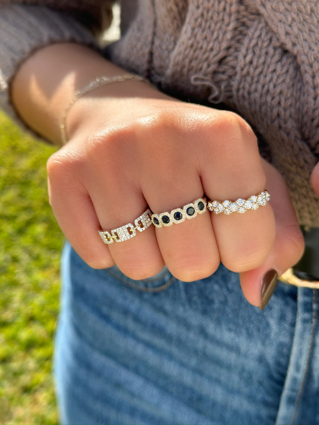 14K Diamond Cluster Anniversary Band