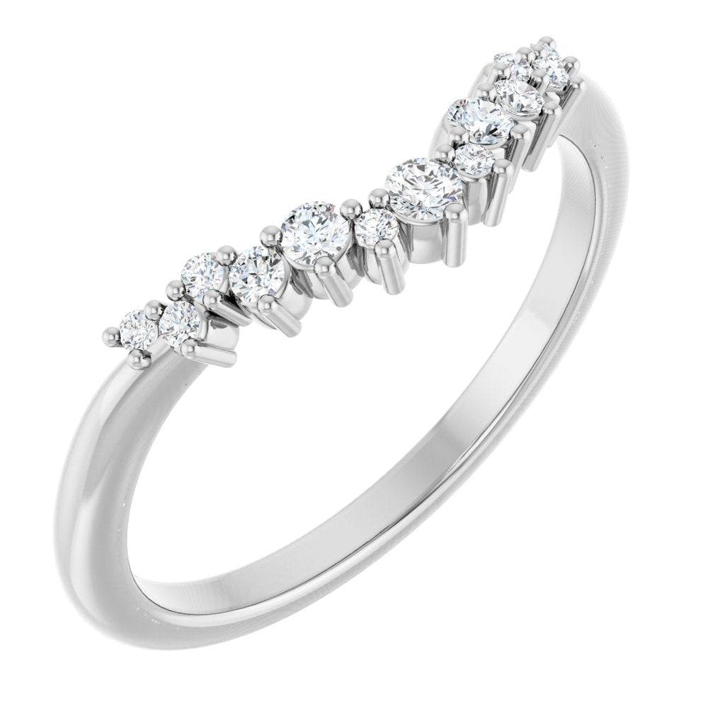 14K Diamond Cluster Contour Band