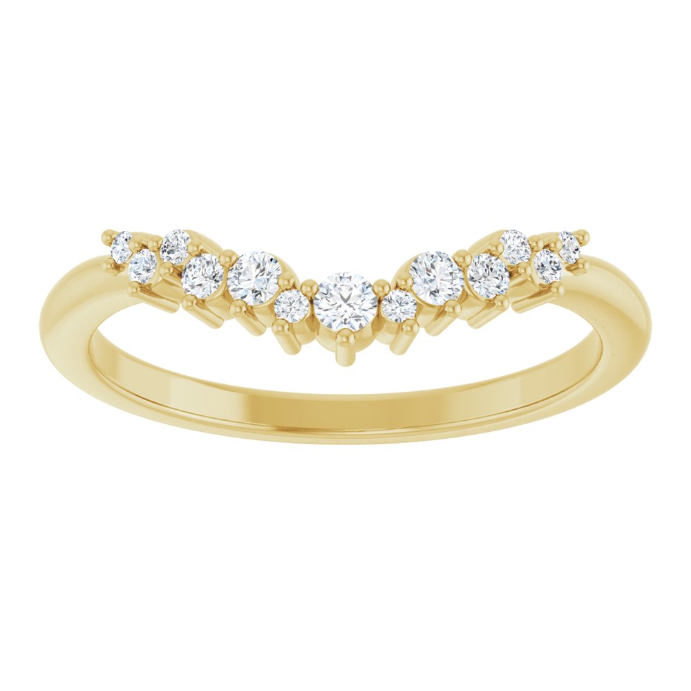 14K Diamond Cluster Contour Band