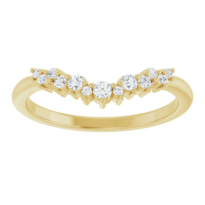 14K Diamond Cluster Contour Band