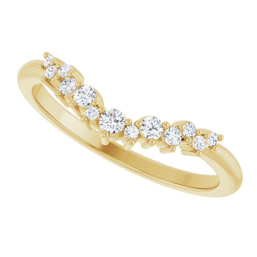 14K Diamond Cluster Contour Band
