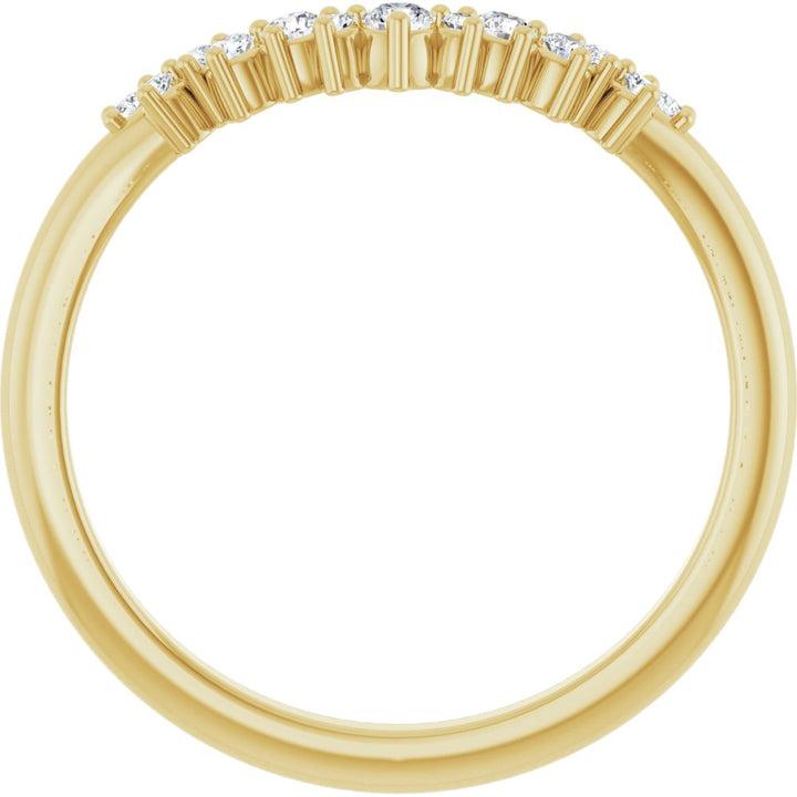 14K Diamond Cluster Contour Band