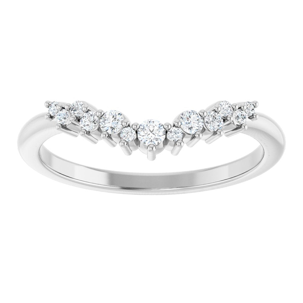 14K Diamond Cluster Contour Band