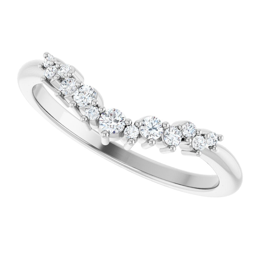 14K Diamond Cluster Contour Band