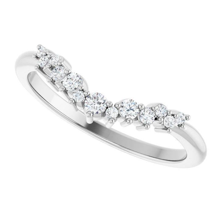 14K Diamond Cluster Contour Band