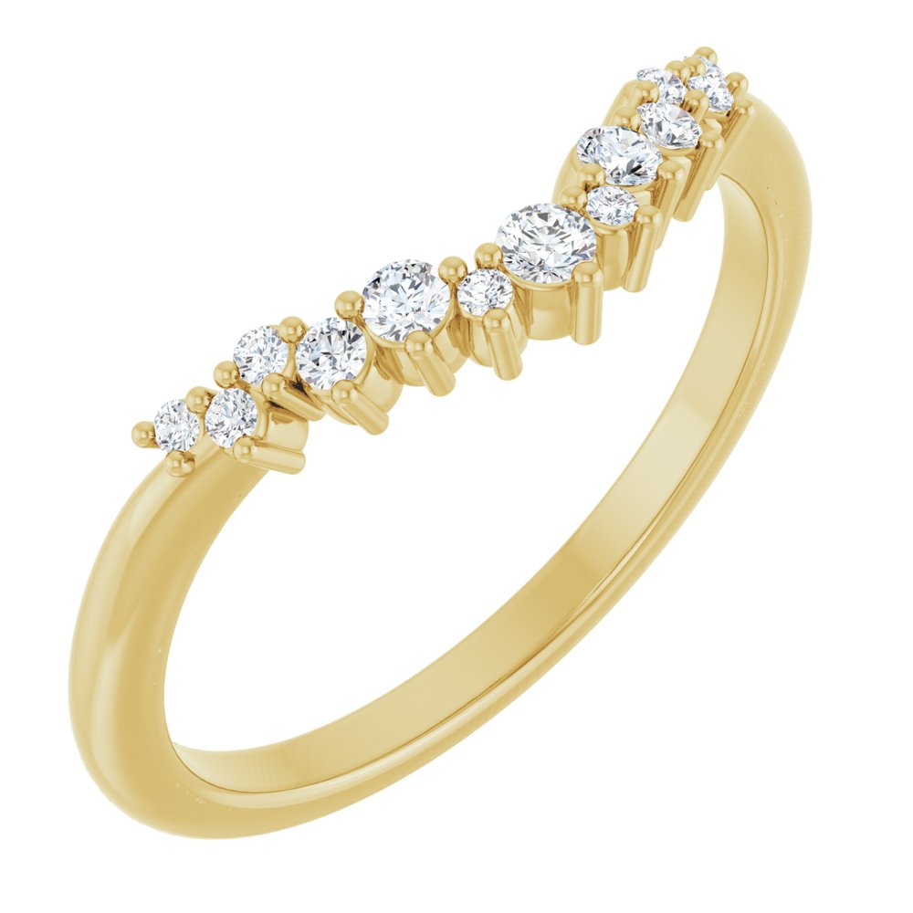 14K Diamond Cluster Contour Band
