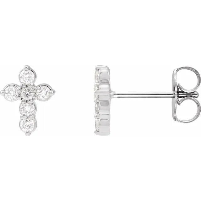 14K Diamond Cross Stud