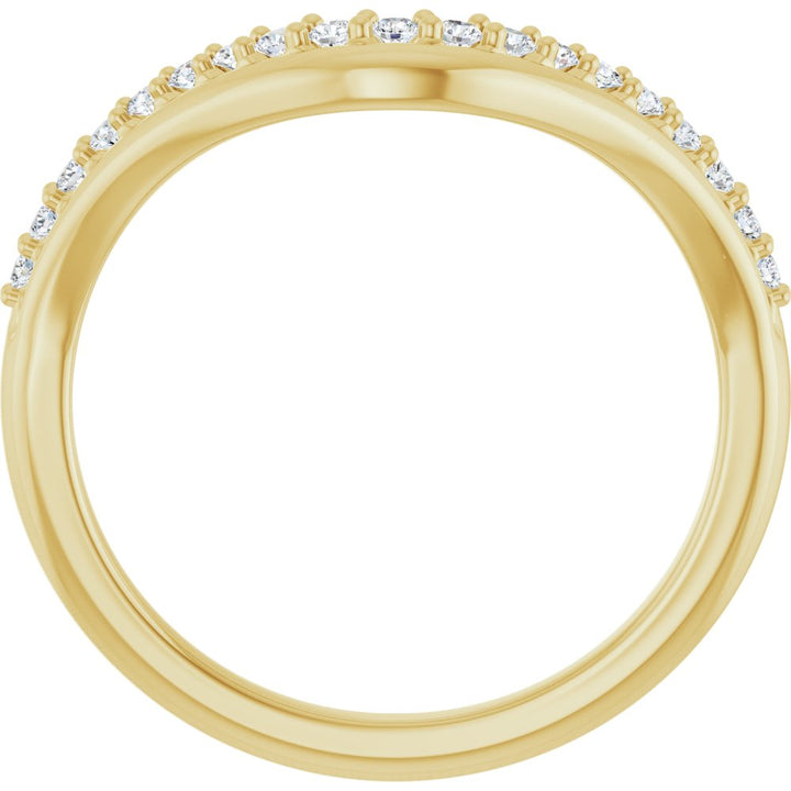 14K Diamond Double Row Contour Band