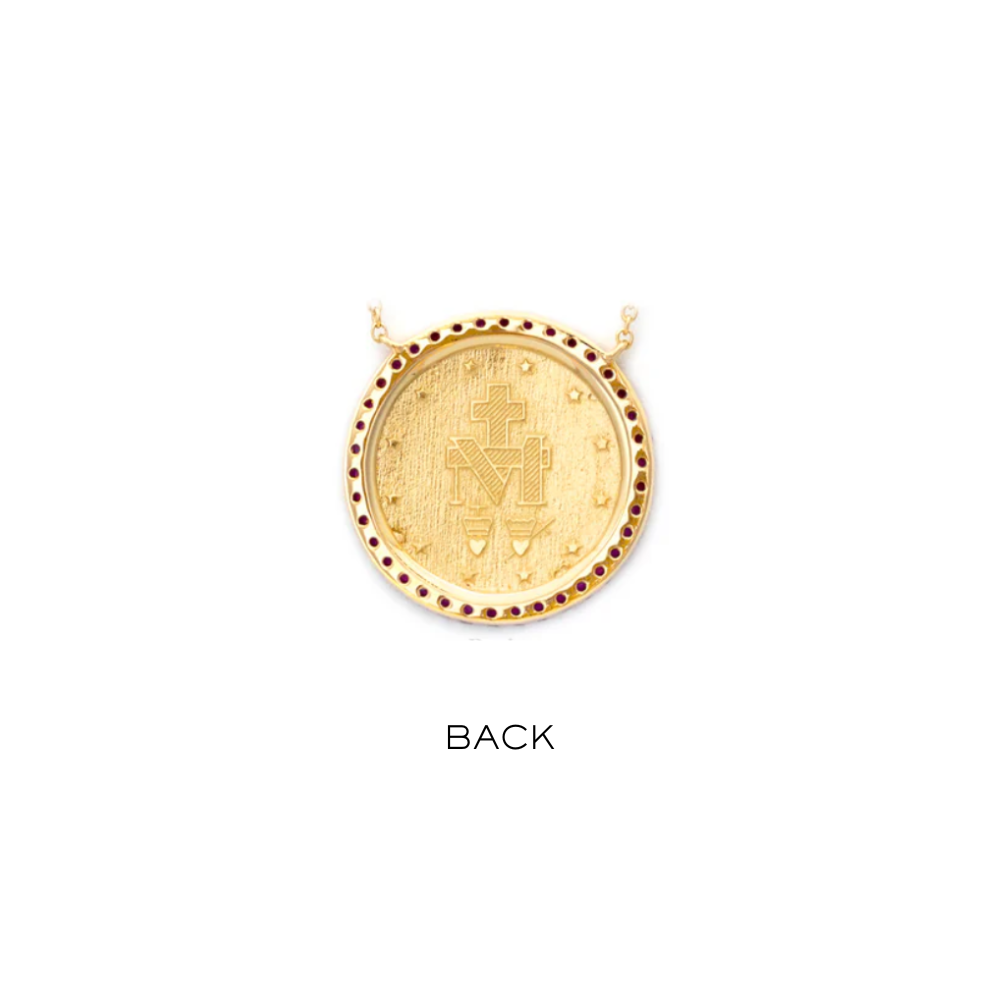 14K Diamond Halo Miraculous Medal Necklace