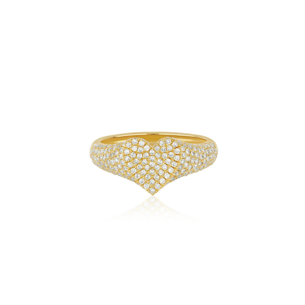 14K Diamond Heart Signet Pinky Ring