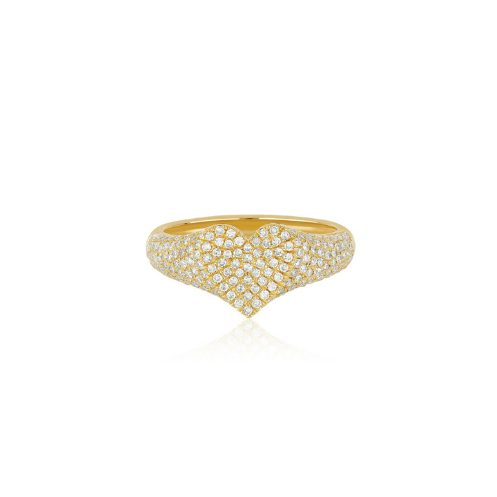 14K Diamond Heart Signet Pinky Ring